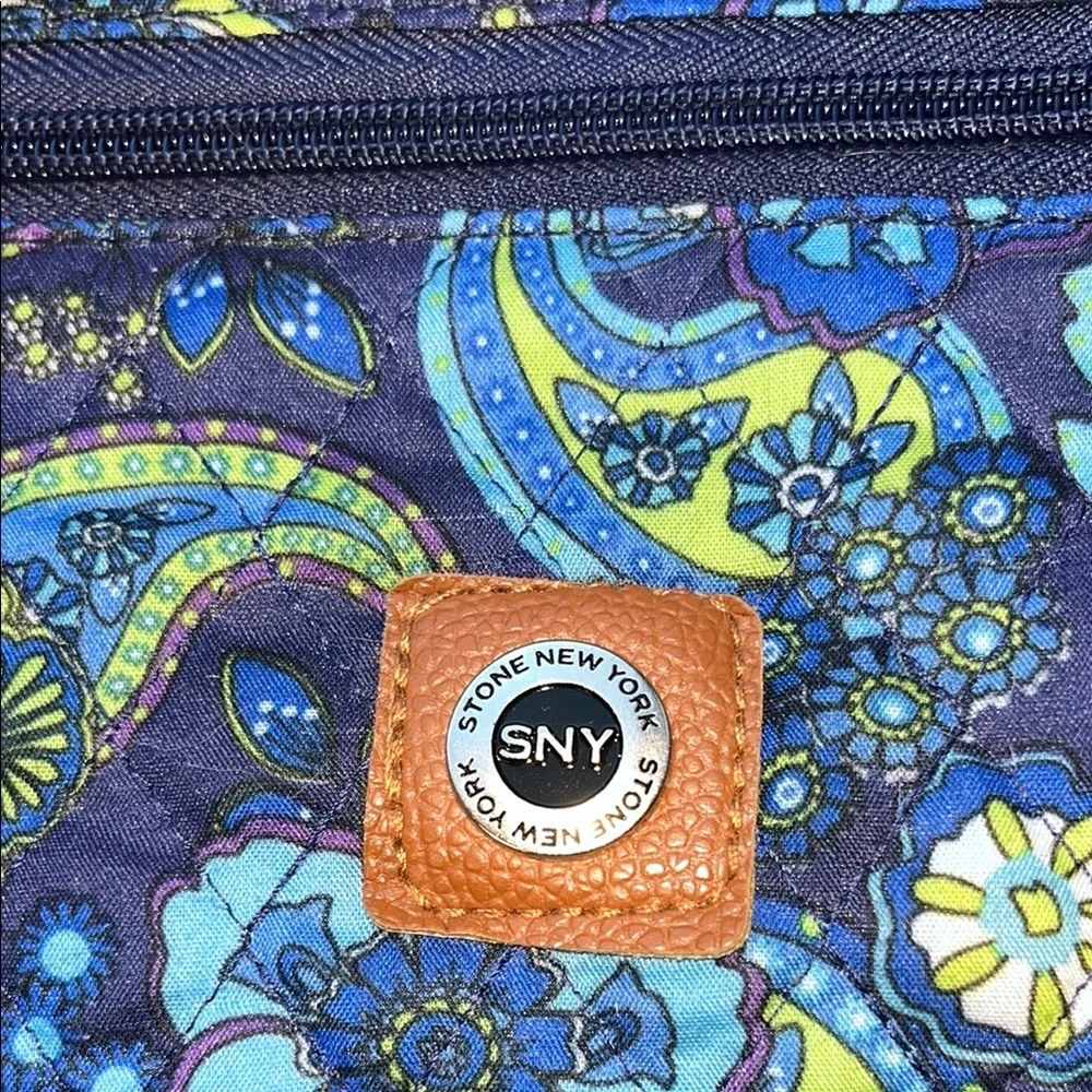 Floral Blue and Brown‎ Shoulder Bag Stone New York